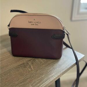 Kate Spade Cream and Brown Crossbody Bag with Dome Shape